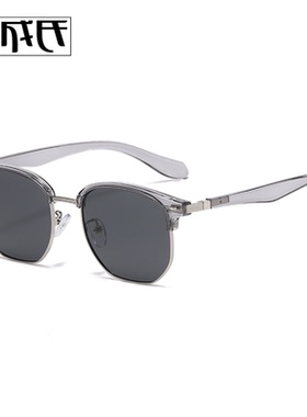 复古眉线木纹偏光太阳眼镜半框架