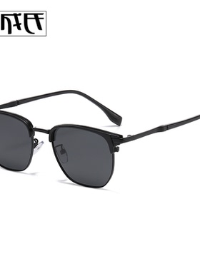 复古墨绿眉线偏光男女太阳眼镜