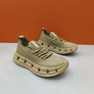 断码处理。原创小众系带懒人运动鞋男袜口透气香蕉厚底健跑鞋