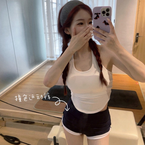 好显腿长！撞色运动提臀短裤女