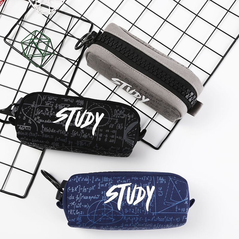 小清新可爱大拉链笔袋文具盒女生高颜值韩系创意简约帆布铅笔盒