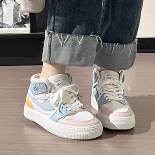 双星2025夏季新款原宿复古女鞋马卡龙拼接网面鞋时尚休闲运动板鞋