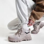 百搭增高小个子显瘦运动休闲鞋 人本真皮猪皮厚底老爹鞋 女户外工装