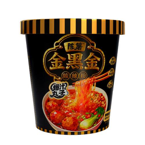 金黑金爆汁丸子酸辣粉桶装速食馋嘴夜宵免煮冲泡方便
