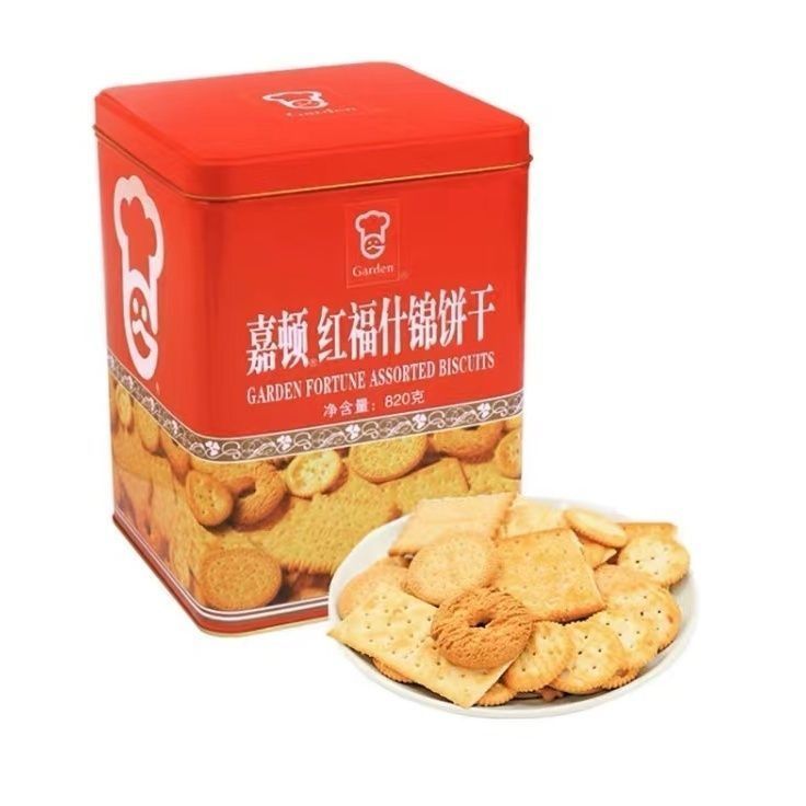 嘉顿家庭什锦饼干1380g曲奇饼干年货礼包混合多口味红福什锦820g