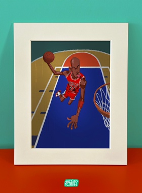 把球吃了 原创NBA插画 艺术微喷装饰画 8寸 乔丹汤普森特雷杨詹眉