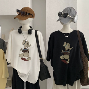 中长款 宽松大码 T恤女 休闲百搭韩系圆领卡通印花短袖 2026年春季
