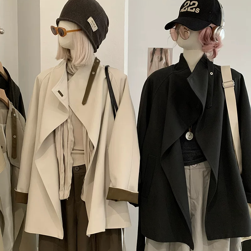 法式气质宽松配腰带风衣女2026秋季新款复古时髦中长款外套