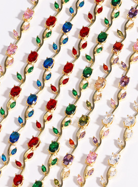 热销款彩锆石树枝手链 铜材质手环现货手链饰品