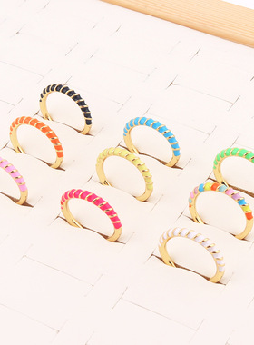 速卖通欧美滴油戒指开口可调节