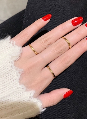 足金实心送女友礼物光圈戒指