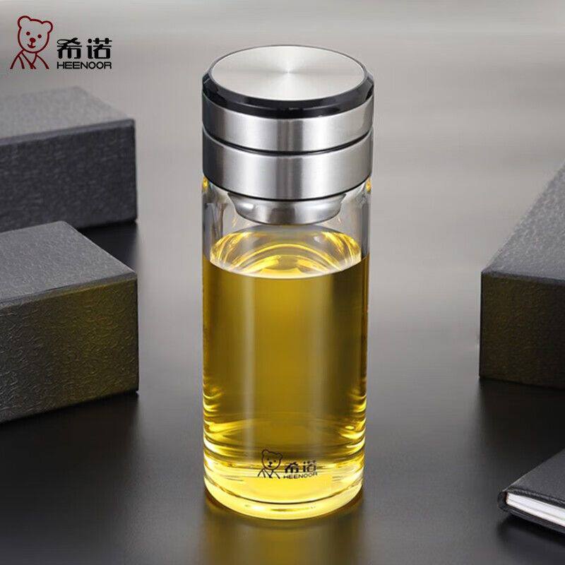 希诺 茶水分离杯单层高端商务玻璃杯加厚带滤网泡茶杯 6057 6058图片
