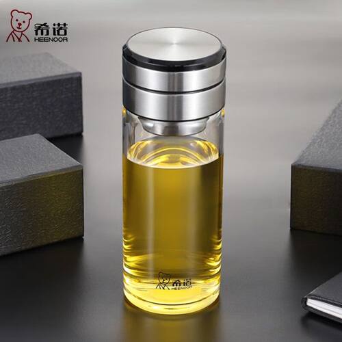 希诺 茶水分离杯单层高端商务玻璃杯加厚带滤网泡茶杯 6057 6058