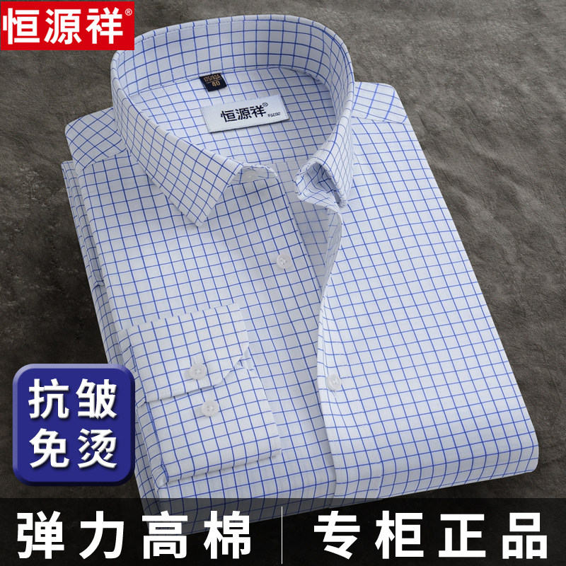 恒源祥高棉DP成衣免烫弹力衬衫男