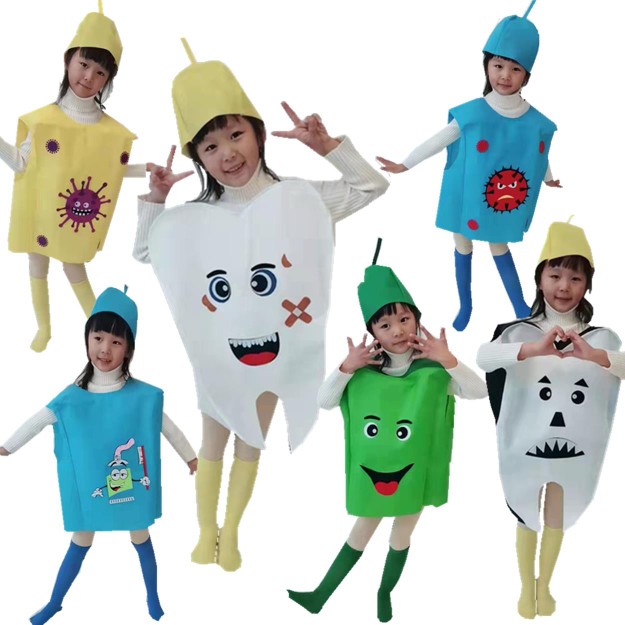 儿童牙细菌大战演出服情景剧病毒表演服装牙齿疯狂的蚜虫牙刷道具