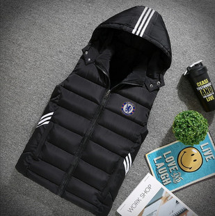 切尔西球迷秋冬装 连帽马甲背心外套加厚 切尔西队球迷用品