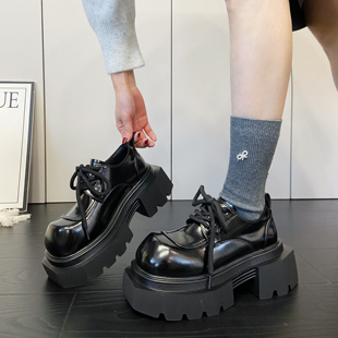 真皮厚底增高乐福鞋女2026春季新款百搭英伦风时尚个性潮酷小皮鞋