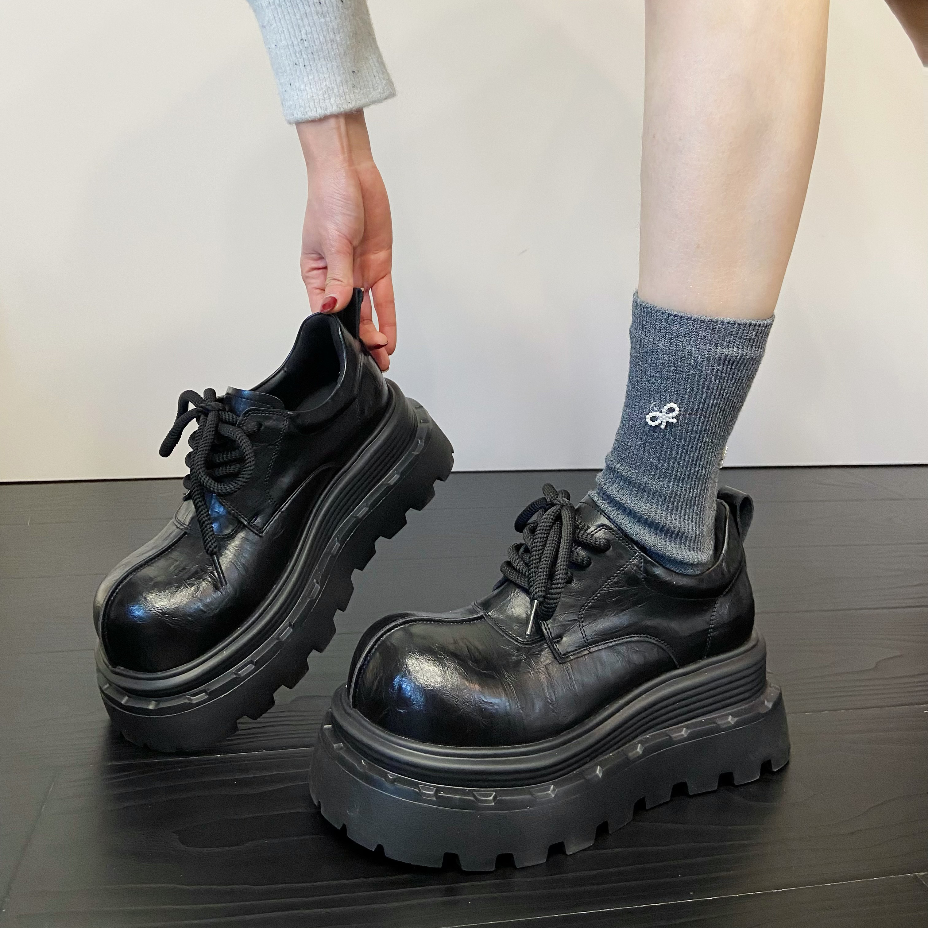 真皮厚底增高乐福鞋女2026春季新款百搭英伦风小个子松糕底小皮鞋,女鞋,乐福鞋（豆豆鞋）,淘宝优惠券,粉丝福利购,淘宝优惠卷