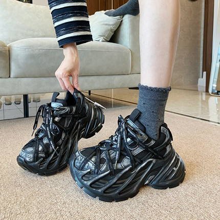 擦色做旧脏脏鞋增高厚底老爹鞋女2025秋季新款轻便百搭休闲运动鞋