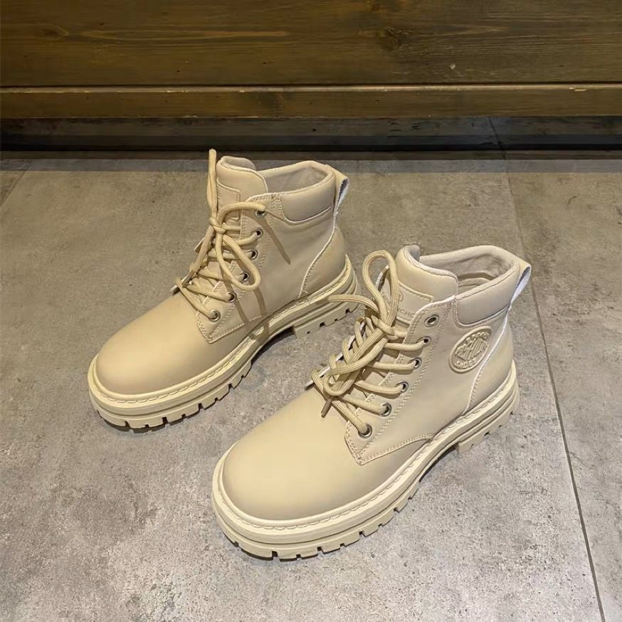 真皮厚底马丁靴女大黄靴2025秋季新款百搭英伦风户外工装靴短靴潮