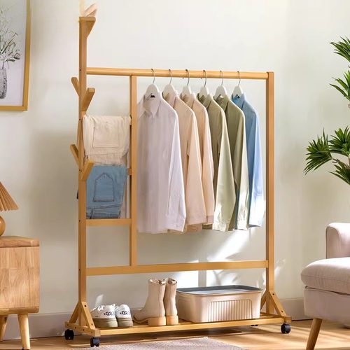 家庭用的挂衣架衣柜家用卧室卫生间放衣架一体靠墙高端卧室落地