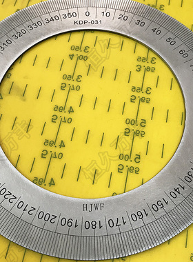 刻度盘360度不锈钢刻度盘手轮量角器200x130x2 B005直销 恒久万丰