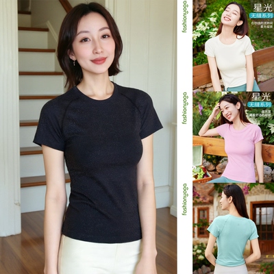 凡圣瑜伽服新款运动健身衣一体织短袖上衣女修身显瘦T恤女F15340
