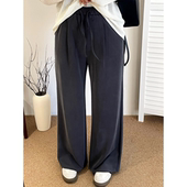 2026春胖mm垂感阔腿裤 大码 女拖地直筒裤 宽松百搭休闲裤 显瘦潮 女装