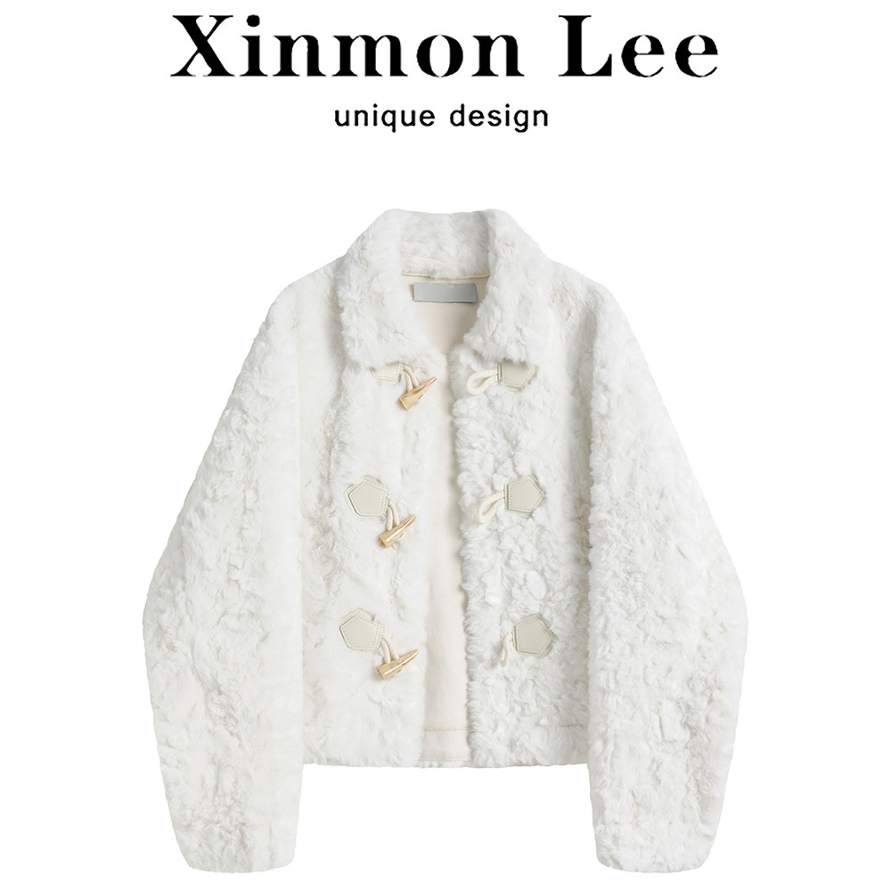 XinmonLee今年流行牛角扣羊羔毛小香风外套女冬季超好看百搭外套