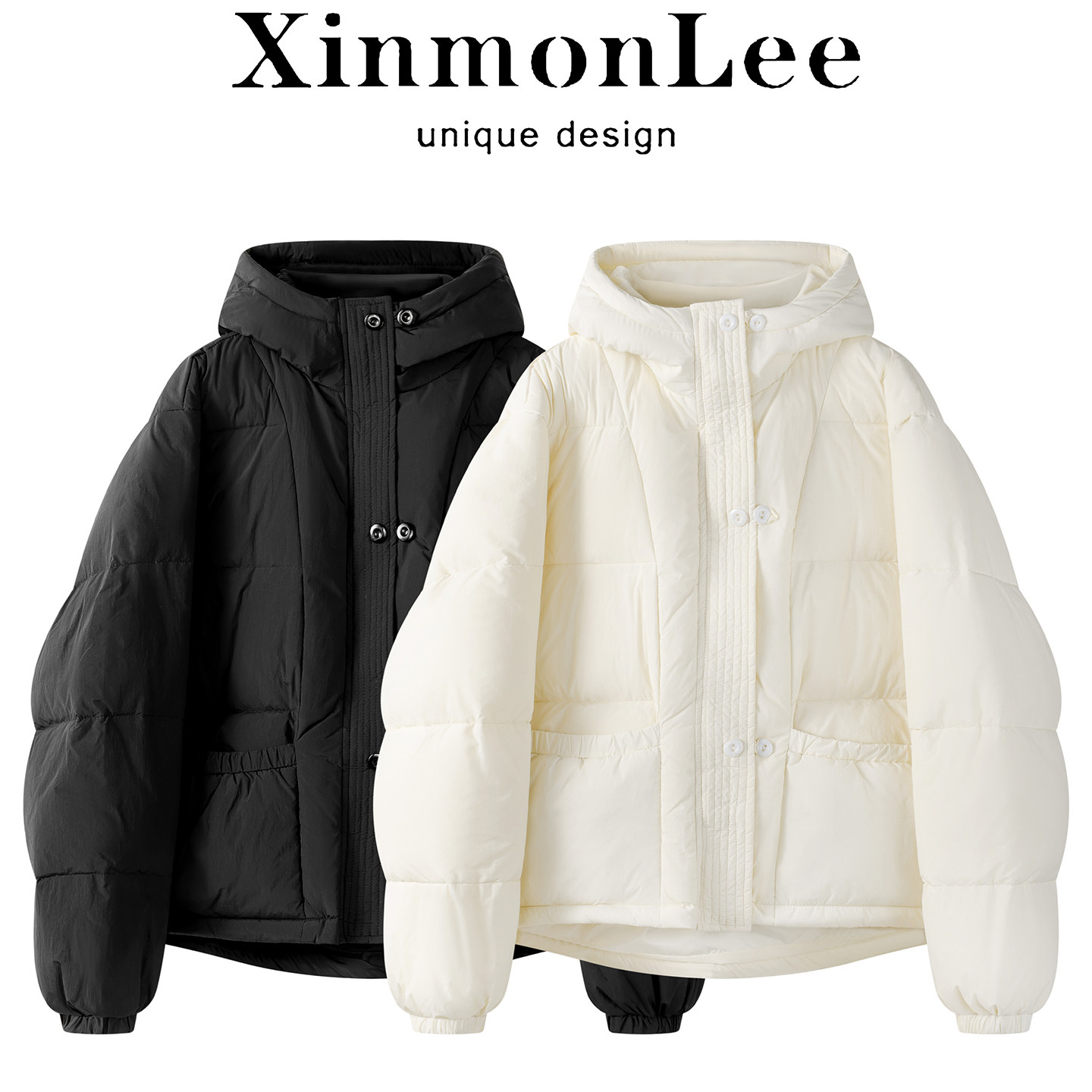 XinmonLee保暖轻薄连帽羽绒服冬季韩系白色减龄保暖面包服厚外套