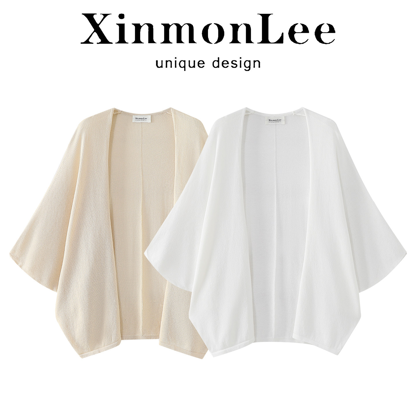 XinmonLee高级感宽松蝙蝠袖针织开衫外搭披肩亲肤通勤风外套春夏
