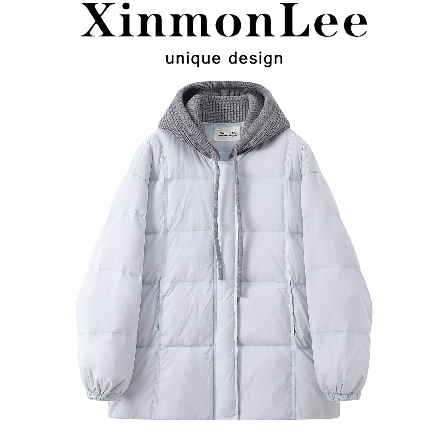 XinmonLee简约韩版百搭保暖中长款连帽泡芙羽绒服2026冬季厚外套