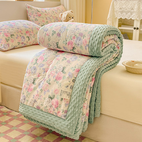 全棉豆豆绒被子春秋被被子冬被