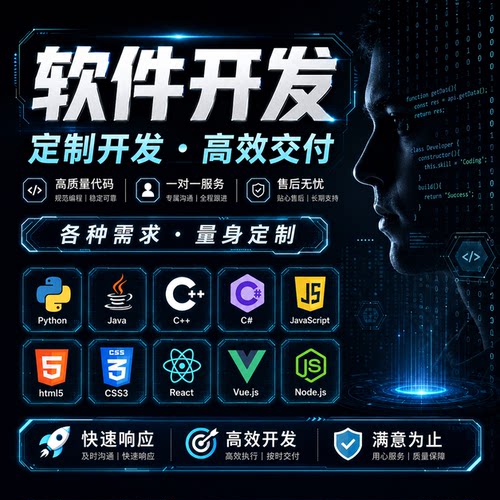 软件开发程序定制代写脚本开发Python/Java/C++/C#网页前端小程序