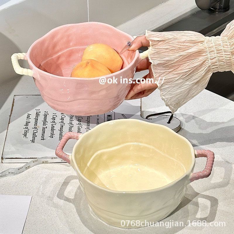 双耳汤碗陶瓷家用大号大碗泡面碗大容量麻辣烫碗螺蛳粉碗专用汤盆