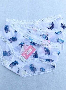 彩田细腻爽滑冰丝轻薄透气甜美卡通蕾丝边低腰棉档内裤36121 特