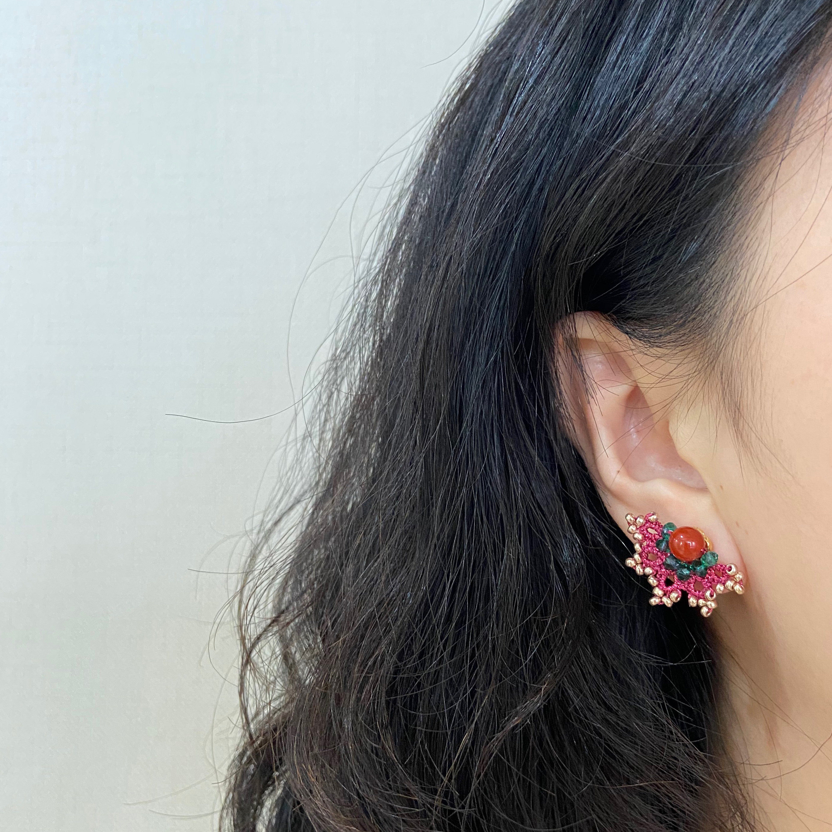 材料包！送闺蜜女友Ins风蕾丝梭编（扇形串珠）耳环手工diy材料包