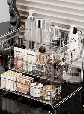 日本进口MUJIE化妆品收纳盒桌面梳妆台多层整理护肤品香水置物架