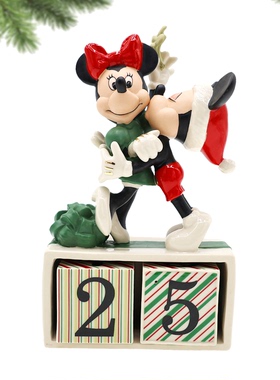 Cershar lenox 米奇与米妮陶瓷圣诞节倒计时装饰爱情摆件礼物