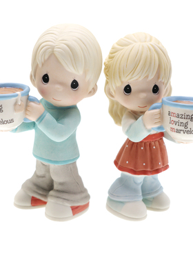 Cershar Precious Moments水滴娃娃爱情恋爱中的男孩女孩陶瓷摆件