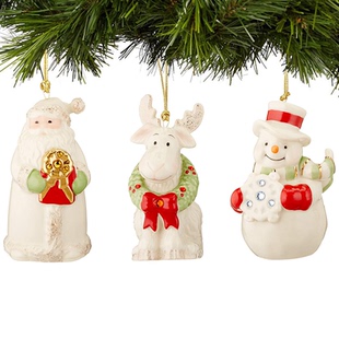 Cershar lenox雪人圣诞老人驯鹿天使陶瓷儿童房装饰吊饰摆件礼物