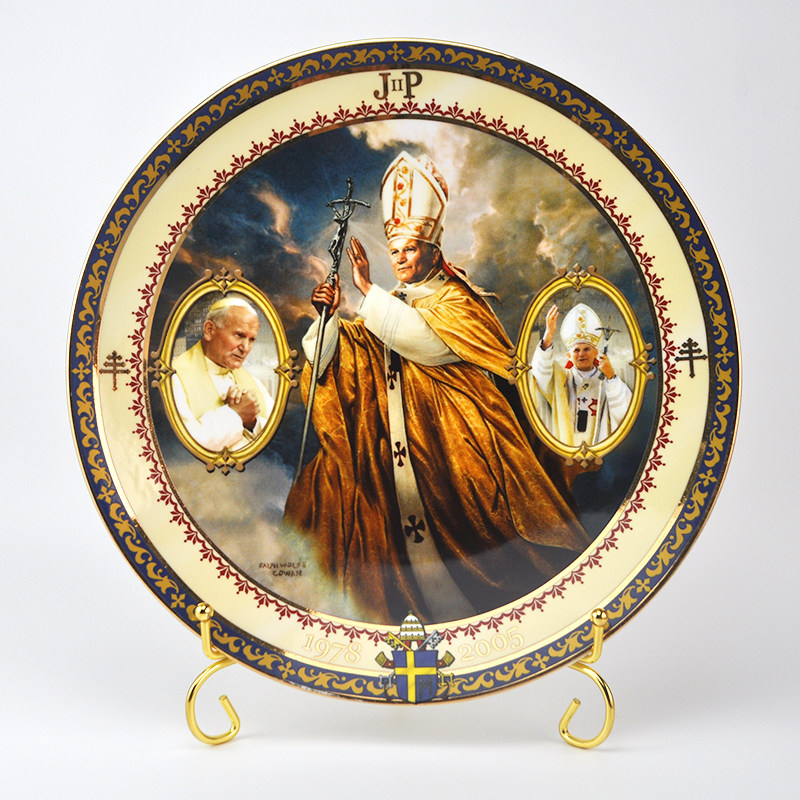 出口外单saint john paul ii圣约翰保罗二世 陶瓷摆盘瓷盘