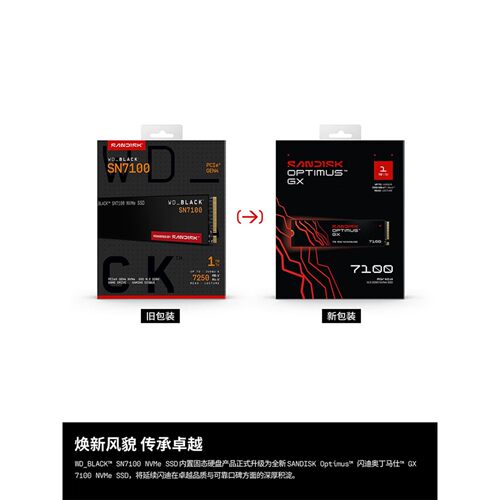 Sandisk/闪迪 GX7100 ssd固态硬盘M.2接口 NVMe PCIe4.0读速7250M