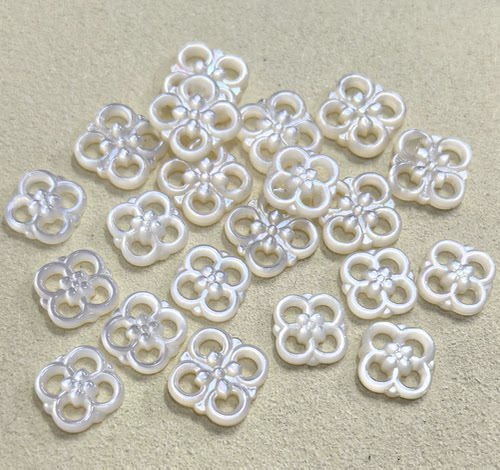 深海蝶贝14mm镂空四叶草白蝶贝DIY簪娘手工贝壳饰品配件材料