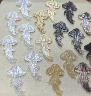 深海蝶贝18*30mm黑黄白蝶贝水母DIY贝壳手工饰品配件材料