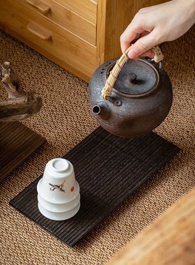 整块原木方形品茗杯垫茶道隔热壶垫干泡小茶盘托盘
