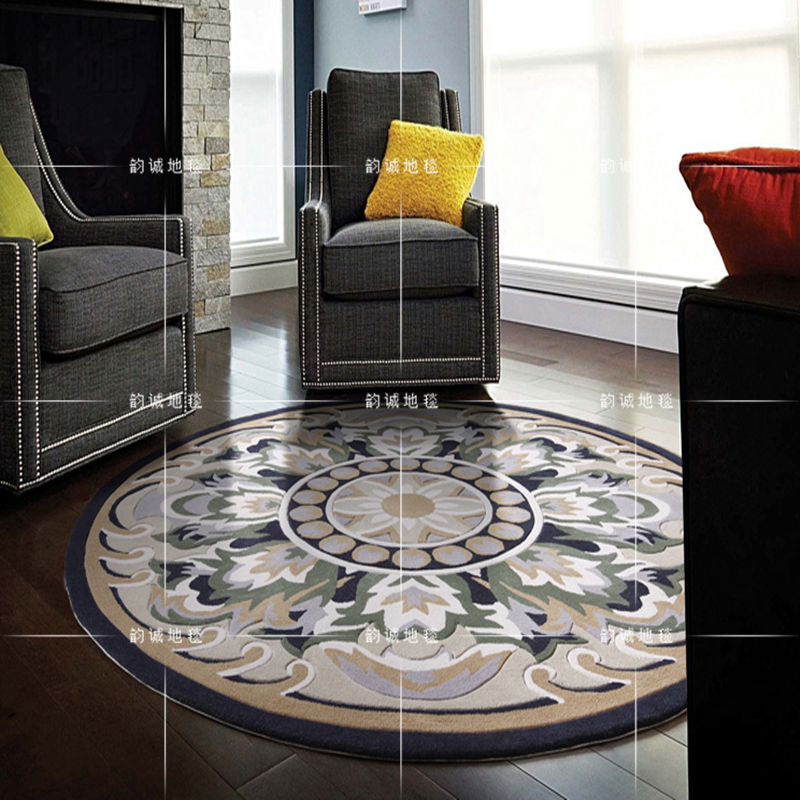 贵新源伊进口羊毛圆形美式欧式新中式客厅餐厅餐桌椭圆定制地毯