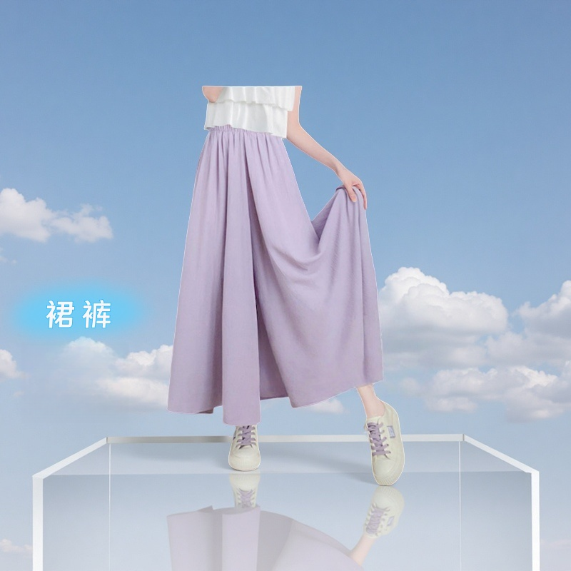 女童裙裤夏装冰丝薄款阔腿裤休闲韩版大童长裤8—14岁纯色宽松