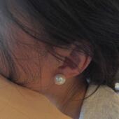 「小灯泡」炫彩5A级肌理天然巴洛克珍珠耳钉美国18k金925银抗过敏