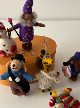 Retro尼泊尔手工羊毛毡圣诞包包挂件可爱毛绒玩偶公仔钥匙扣挂饰